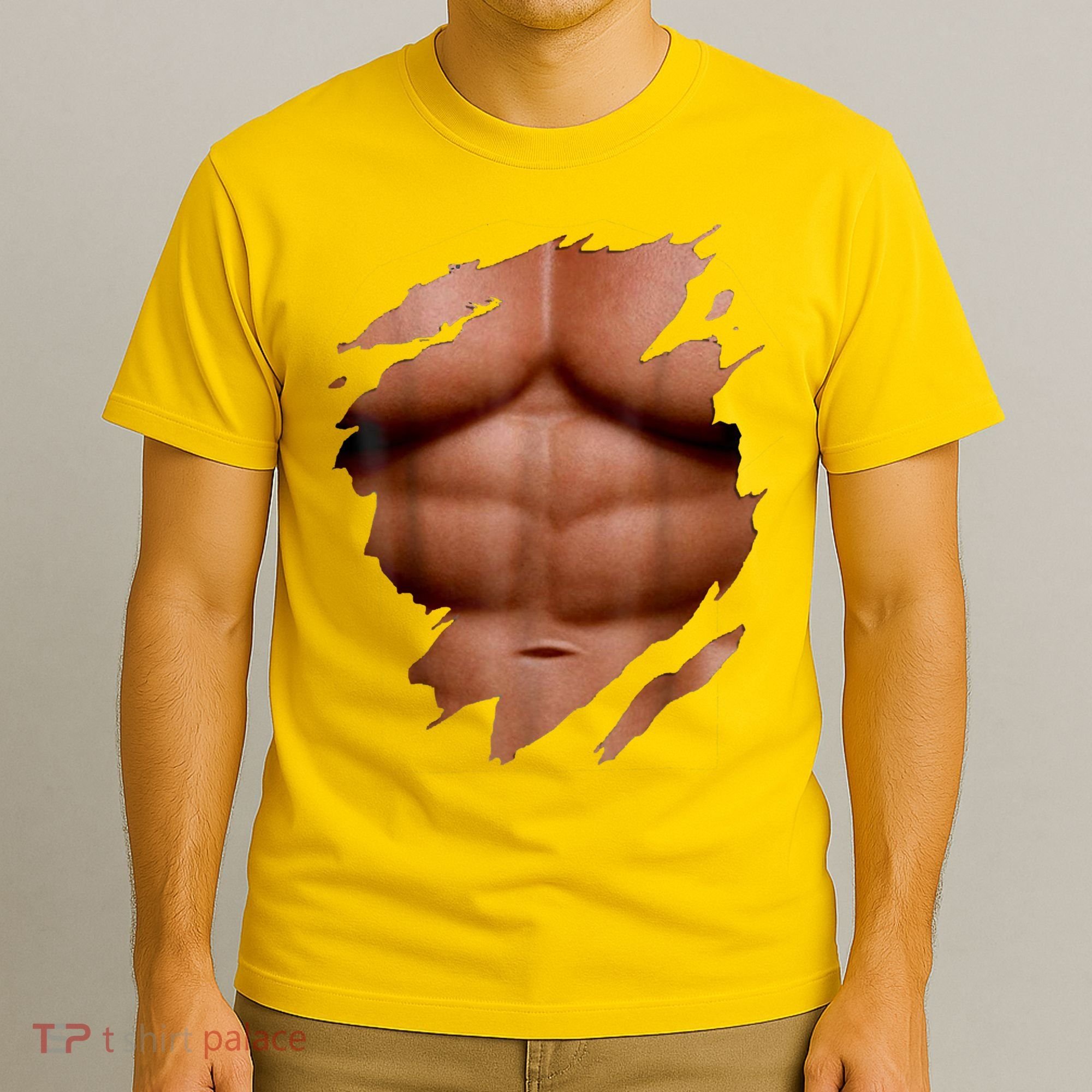 Fake Muscles Six Pack Abs Ripped Chest Fake Bodybuilding T-Shirt