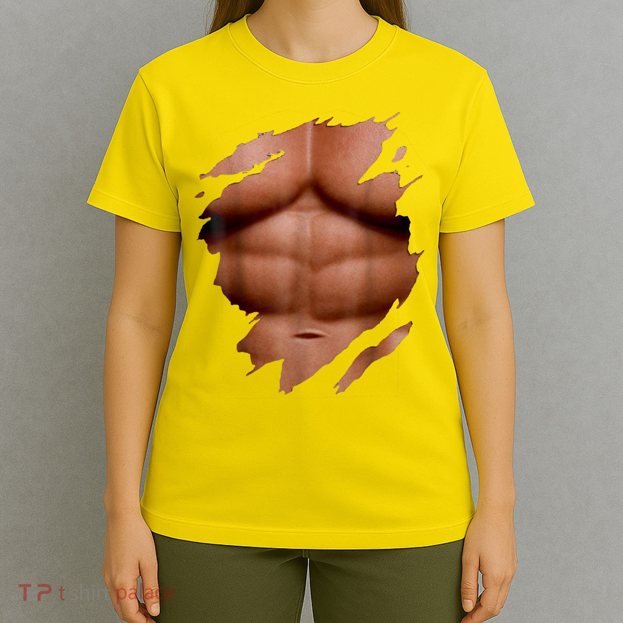Fake Muscles Six Pack Abs Ripped Chest Fake Bodybuilding T-Shirt