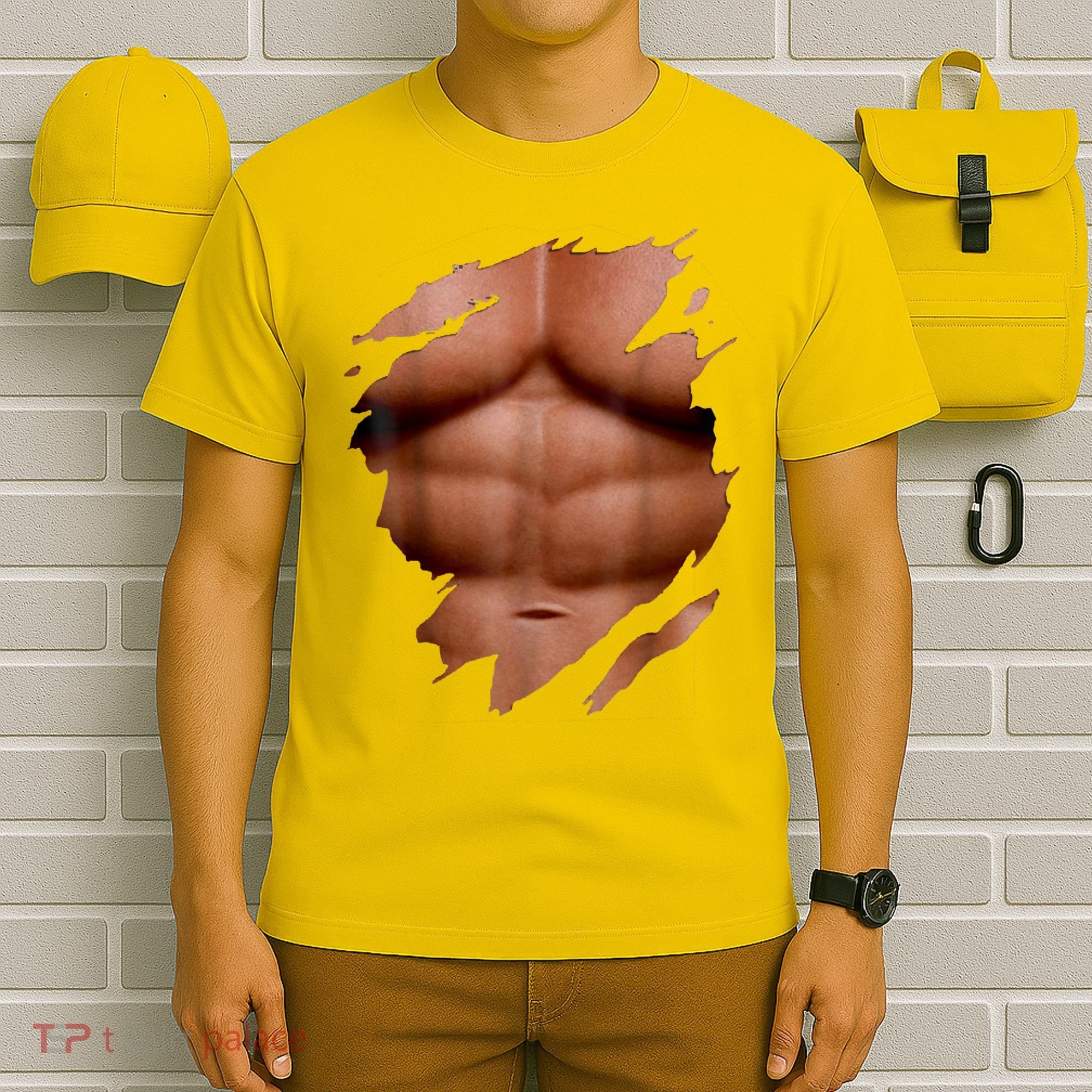 Fake Muscles Six Pack Abs Ripped Chest Fake Bodybuilding T-Shirt