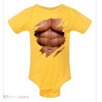 Fake Muscles Six Pack Abs Ripped Chest Fake Bodybuilding Baby Bodysuit thumb 0
