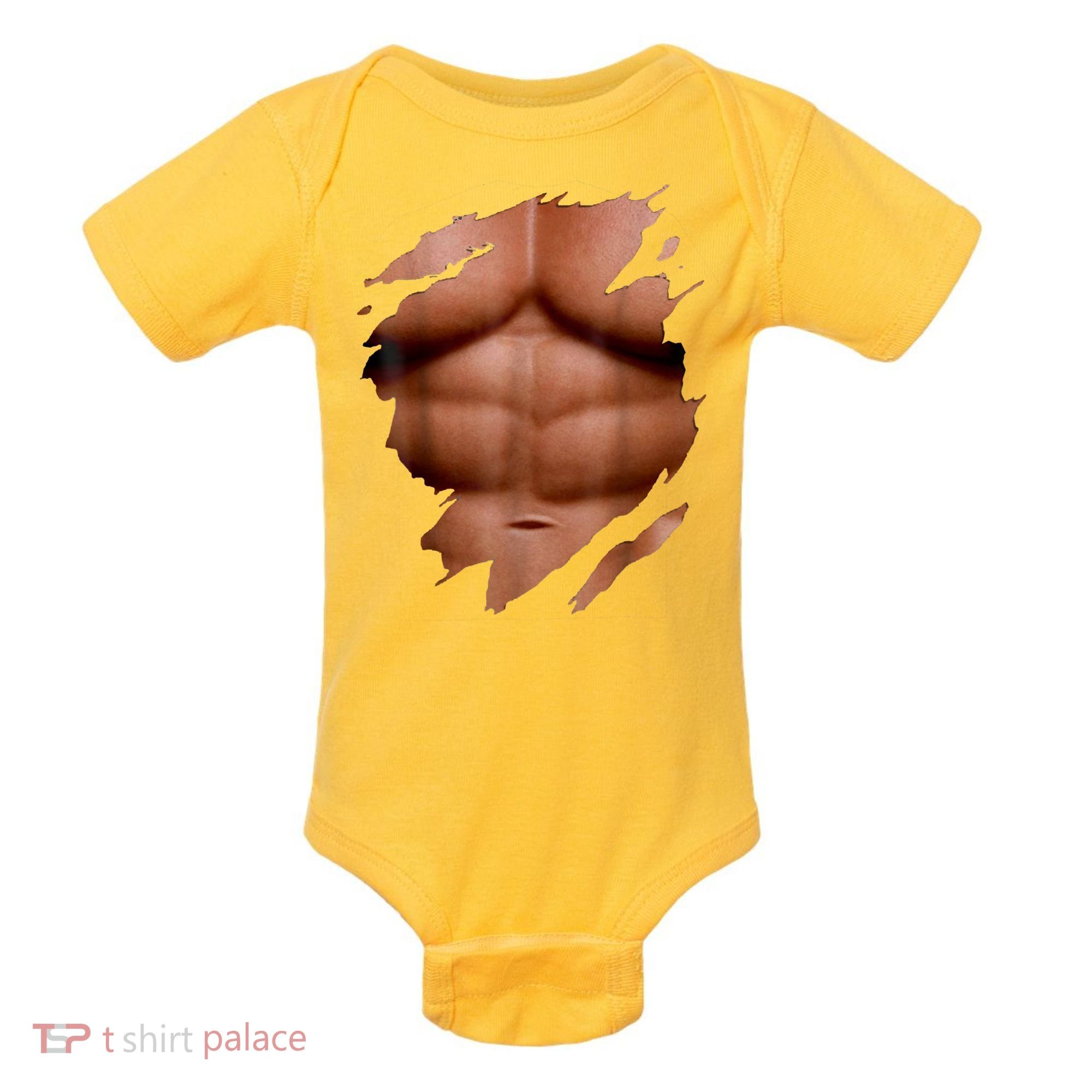 Fake Muscles Six Pack Abs Ripped Chest Fake Bodybuilding Baby Bodysuit