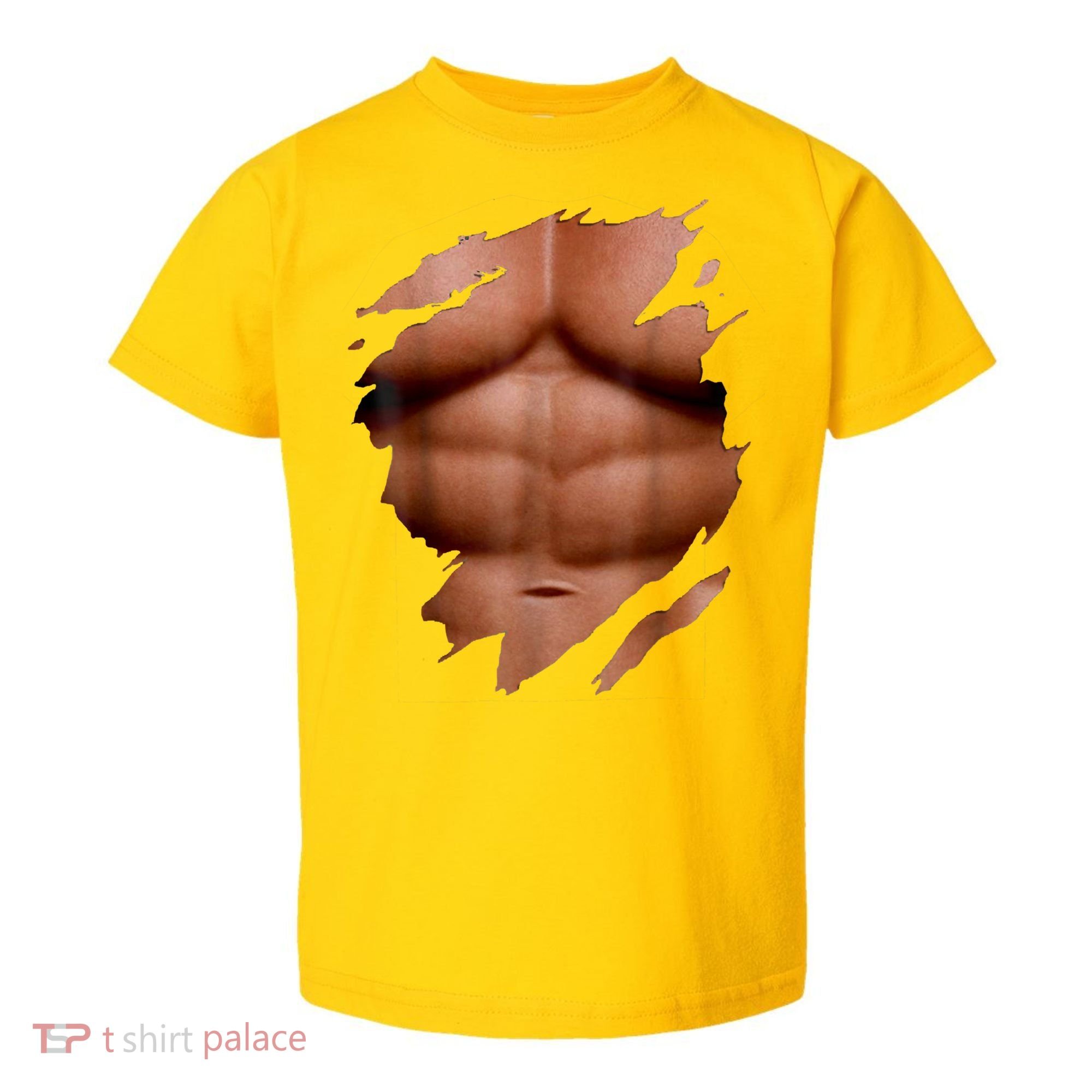 Fake Muscles Six Pack Abs Ripped Chest Fake Bodybuilding Toddler T-Shirt