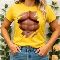 Fake Muscles Six Pack Abs Ripped Chest Fake Bodybuilding Women's T-Shirt thumb 2