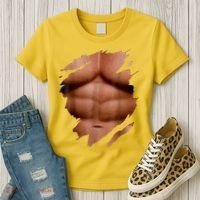 Fake Muscles Six Pack Abs Ripped Chest Fake Bodybuilding Women's T-Shirt thumb 3
