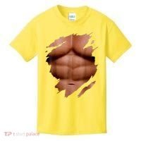 Fake Muscles Six Pack Abs Ripped Chest Fake Bodybuilding Kids T-Shirt thumb 0