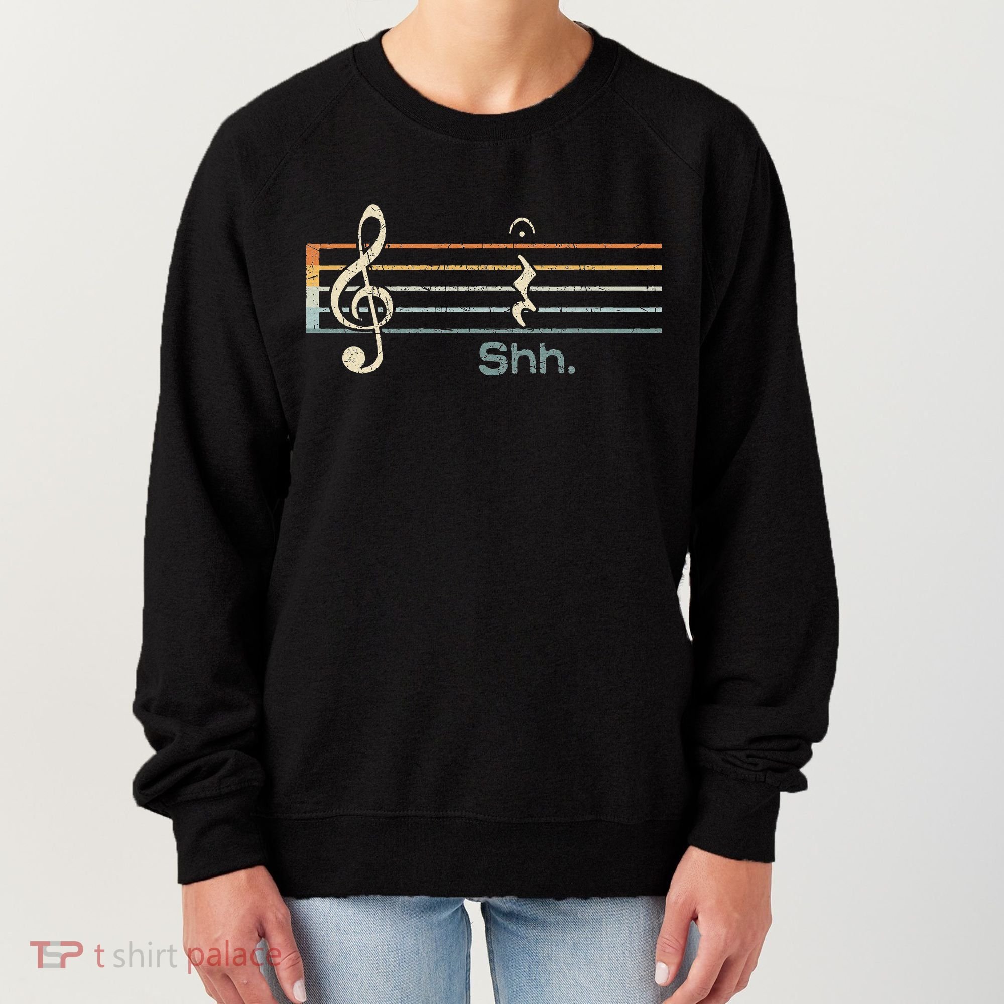 Funny Music Shh Quarter Rest And Fermata Notation Musician Women's Sweatshirt