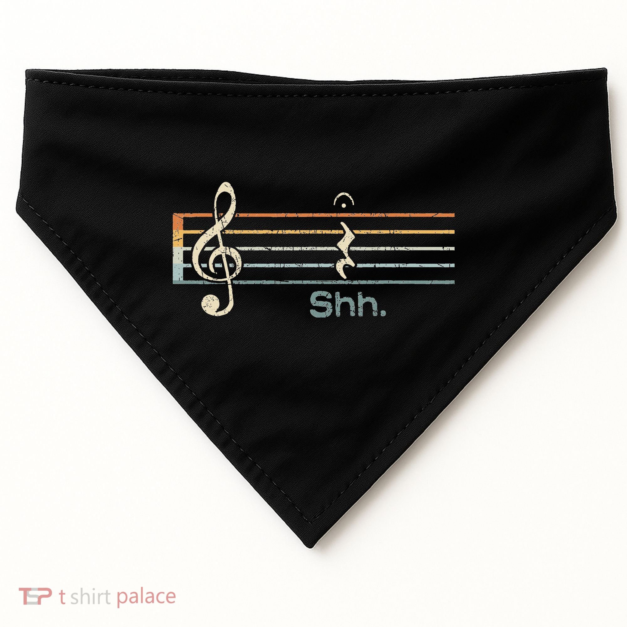 Funny Music Shh Quarter Rest And Fermata Notation Musician USA-Made Doggie Bandana