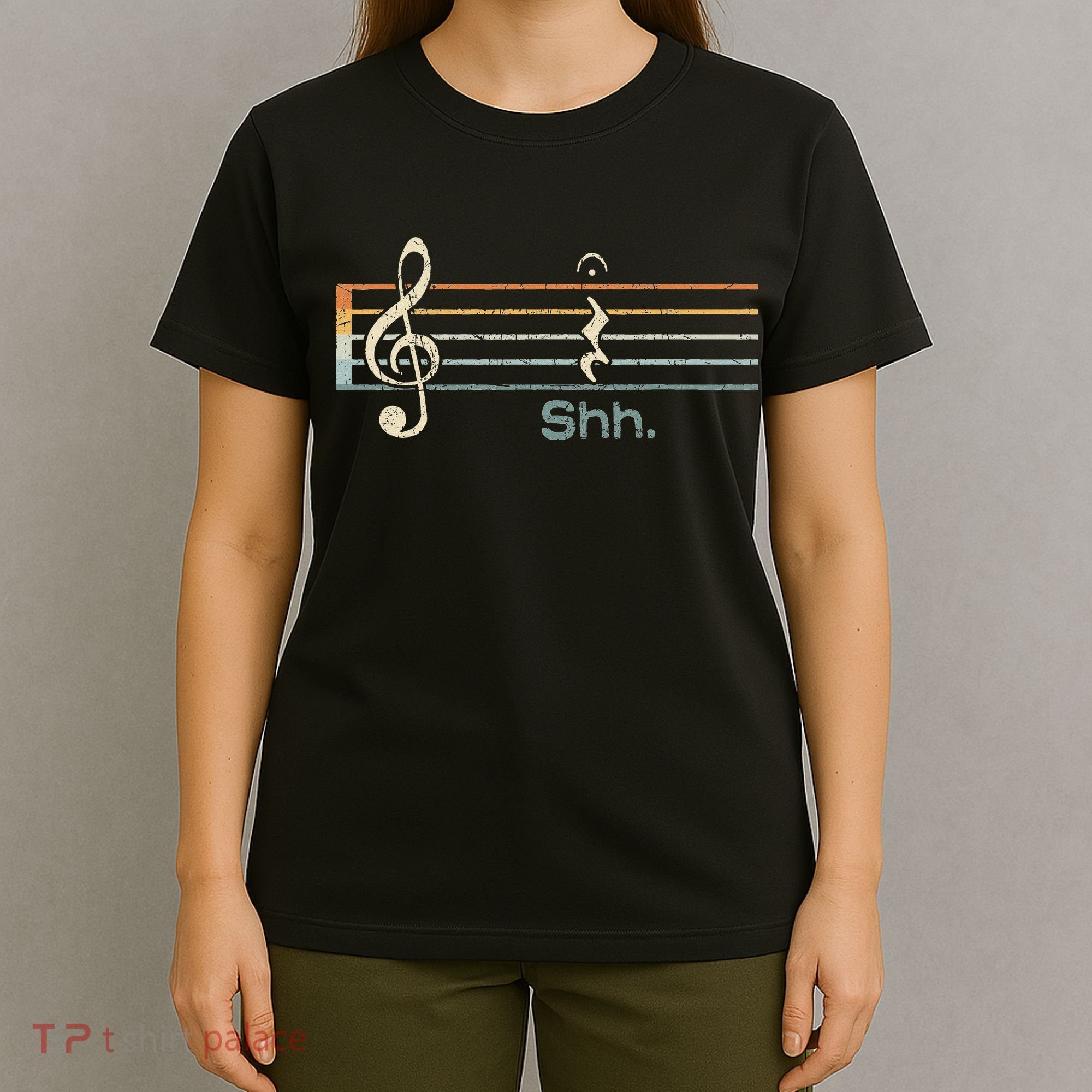 Funny Music Shh Quarter Rest And Fermata Notation Musician T-Shirt