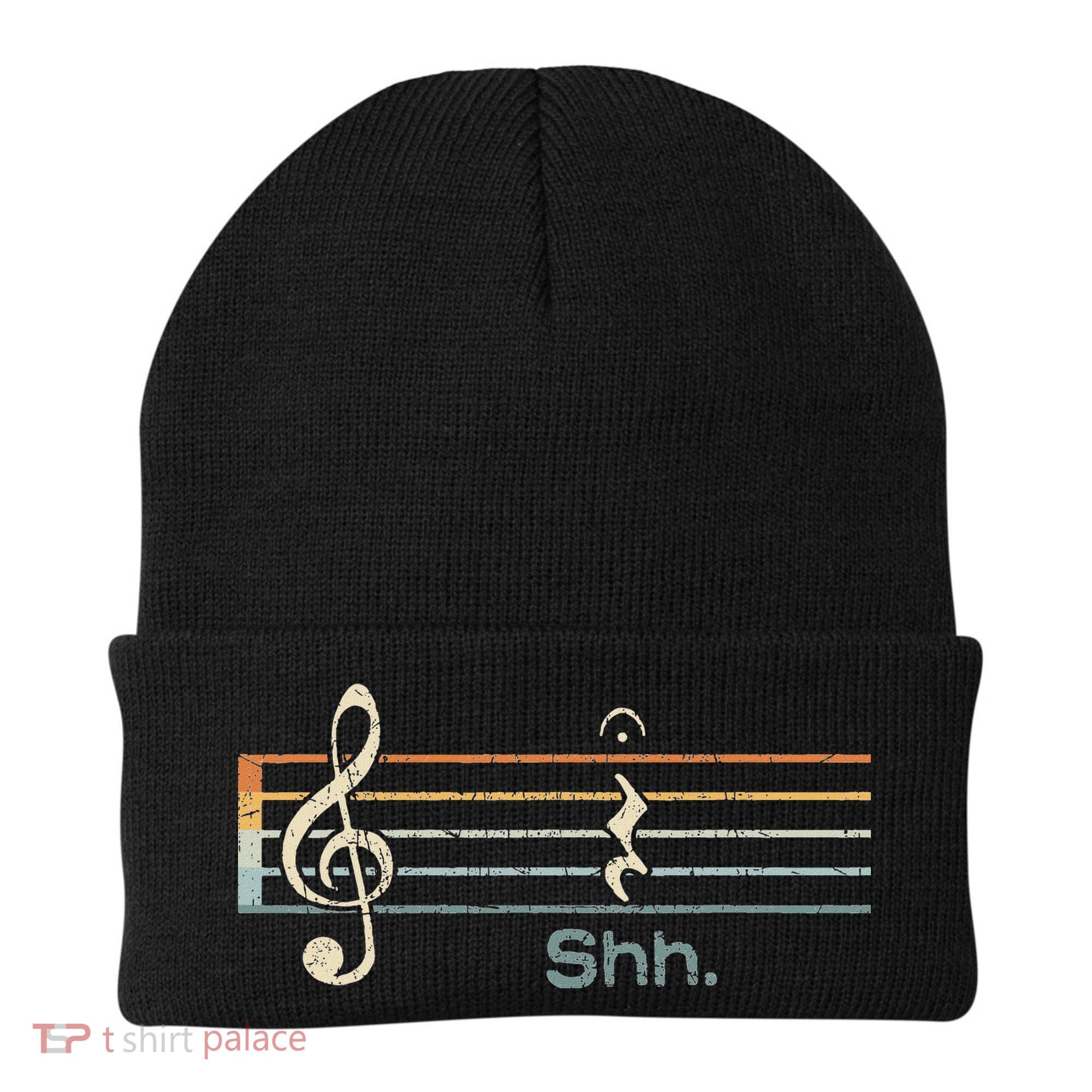 Funny Music Shh Quarter Rest And Fermata Notation Musician Beanie