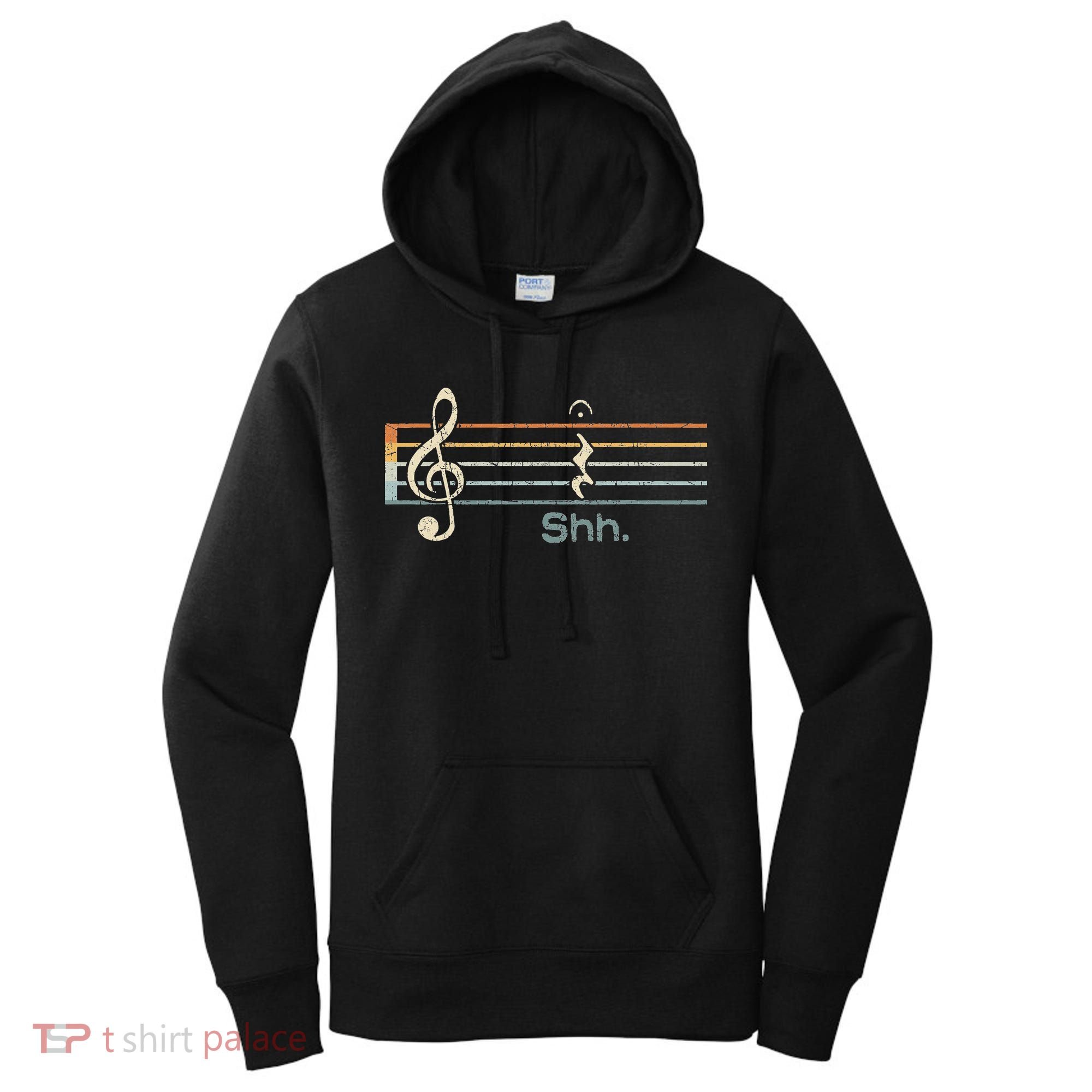 Funny Music Shh Quarter Rest And Fermata Notation Musician Women's Hoodie