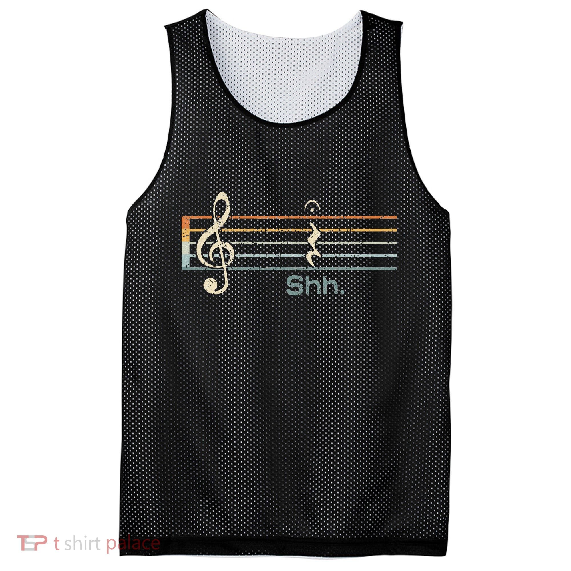 Funny Music Shh Quarter Rest And Fermata Notation Musician Mesh Reversible Basketball Jersey Tank