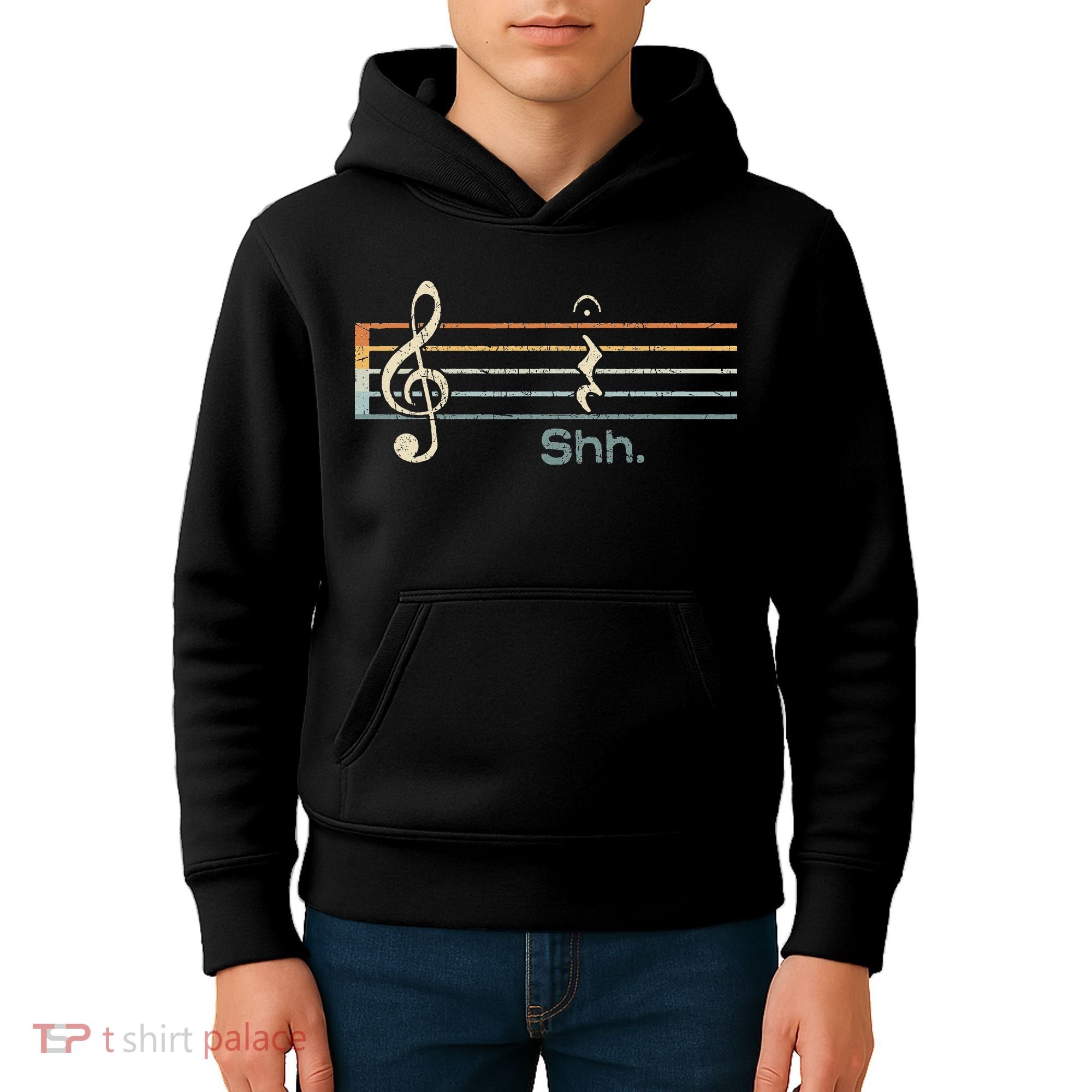 Funny Music Shh Quarter Rest And Fermata Notation Musician Kids Hoodie