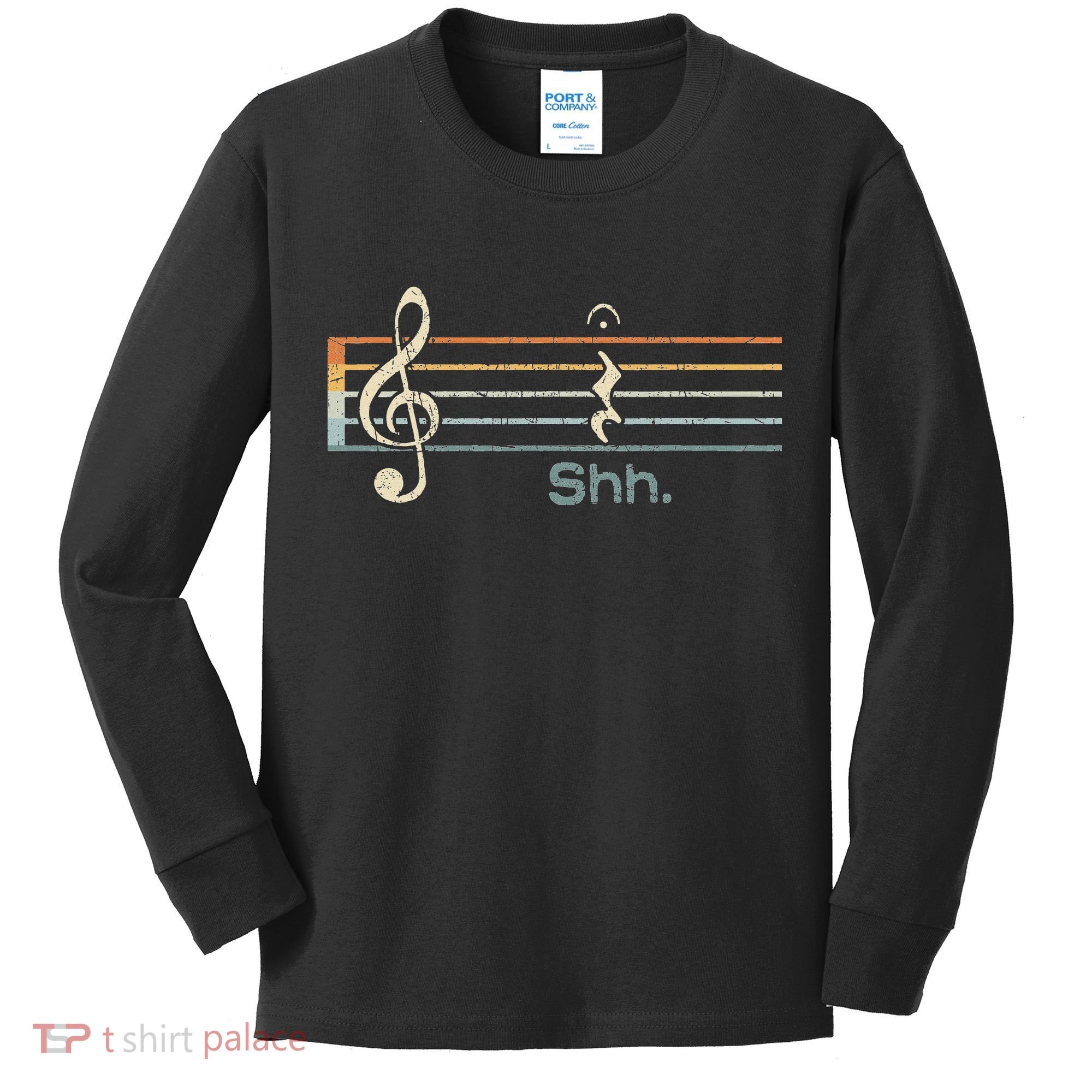 Funny Music Shh Quarter Rest And Fermata Notation Musician Kids Long Sleeve Shirt