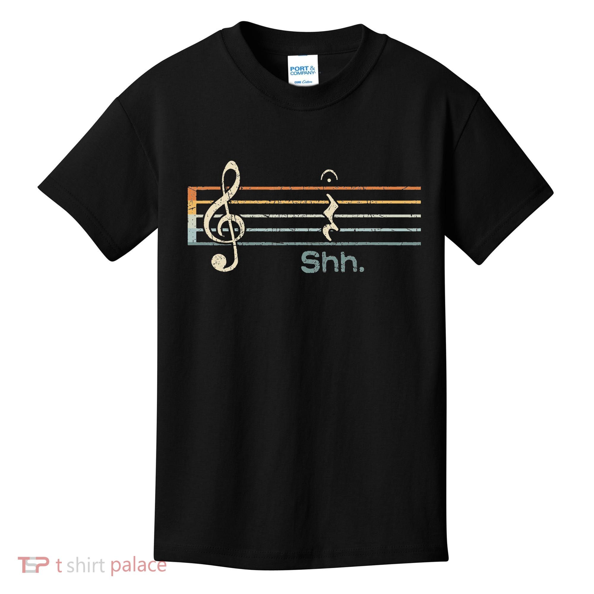 Funny Music Shh Quarter Rest And Fermata Notation Musician Kids T-Shirt