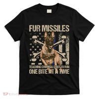 Fur Missiles Teaching Criminals Blue Line K9 Dog Unit Police T-Shirt thumb 0