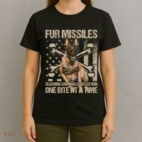 Fur Missiles Teaching Criminals Blue Line K9 Dog Unit Police T-Shirt thumb 4