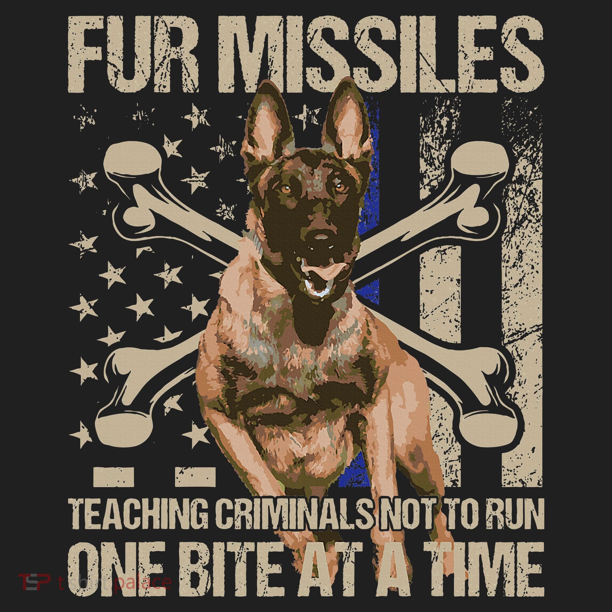 Fur Missiles Teaching Criminals Blue Line K9 Dog Unit Police V.I.T. Fleece Crew Sweatshirt