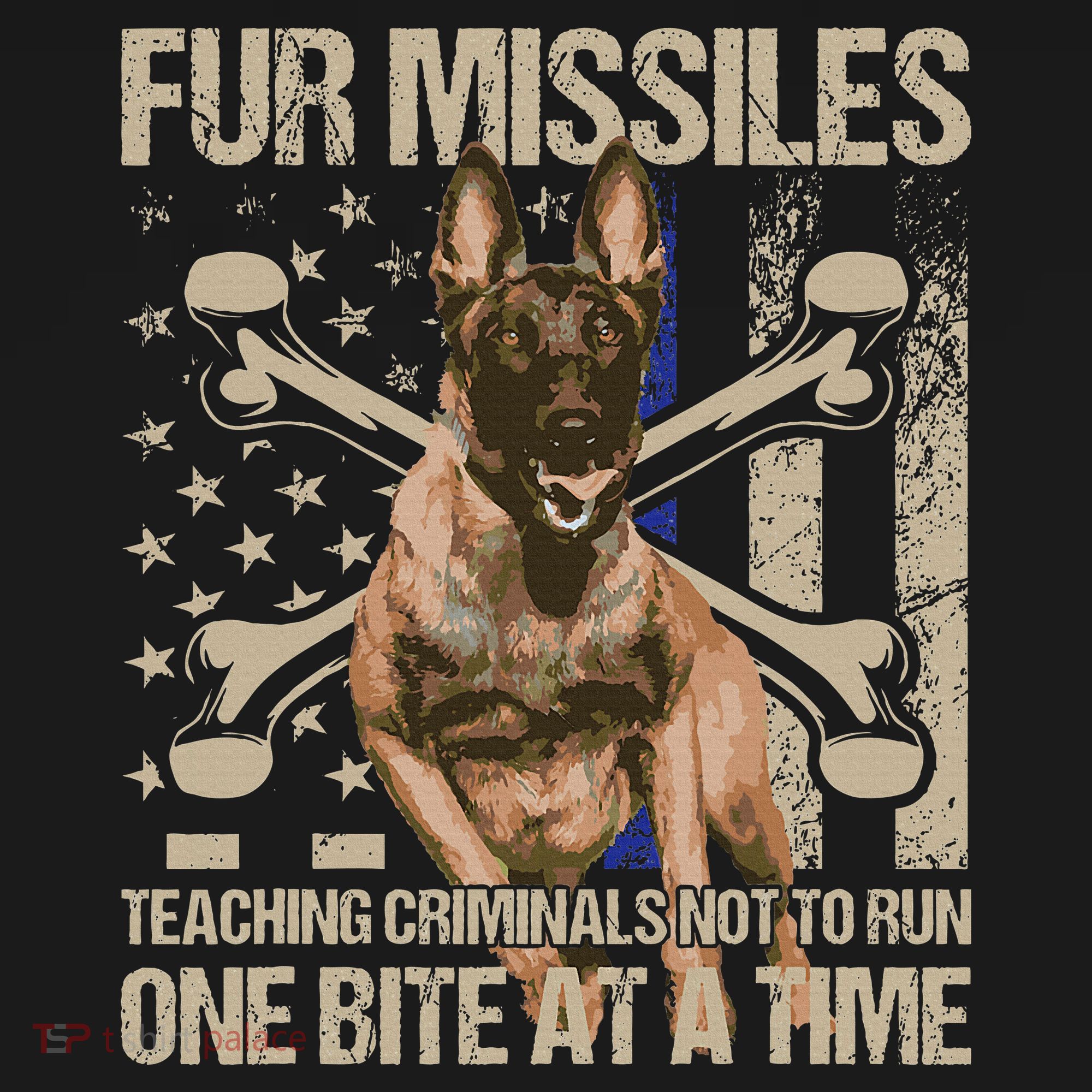 Fur Missiles Teaching Criminals Blue Line K9 Dog Unit Police Women's Tank Top