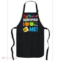 Funny My Teacher Survived 100 Days Of Me School Apron thumb 0