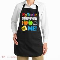 Funny My Teacher Survived 100 Days Of Me School Apron thumb 2