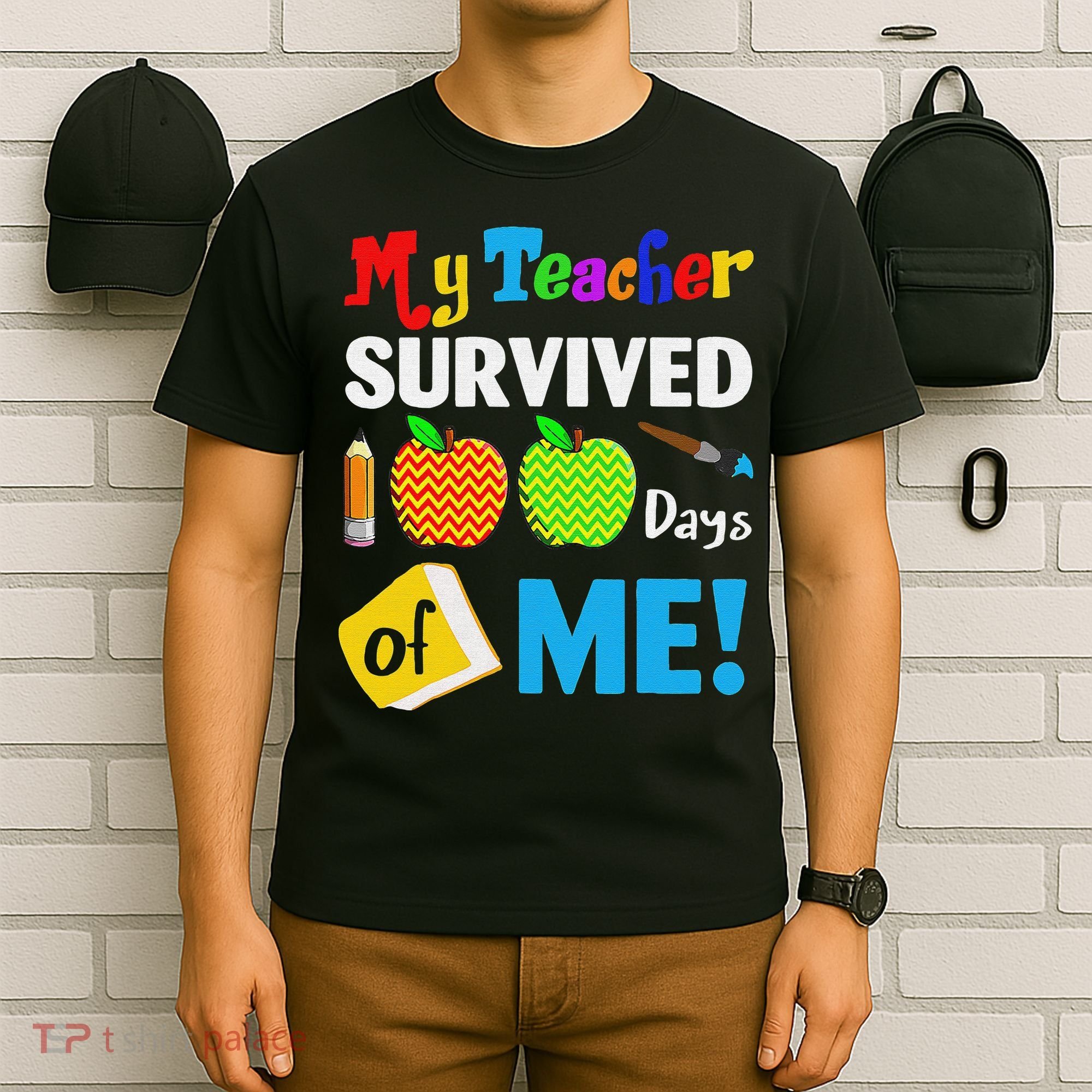 Funny My Teacher Survived 100 Days Of Me School T-Shirt