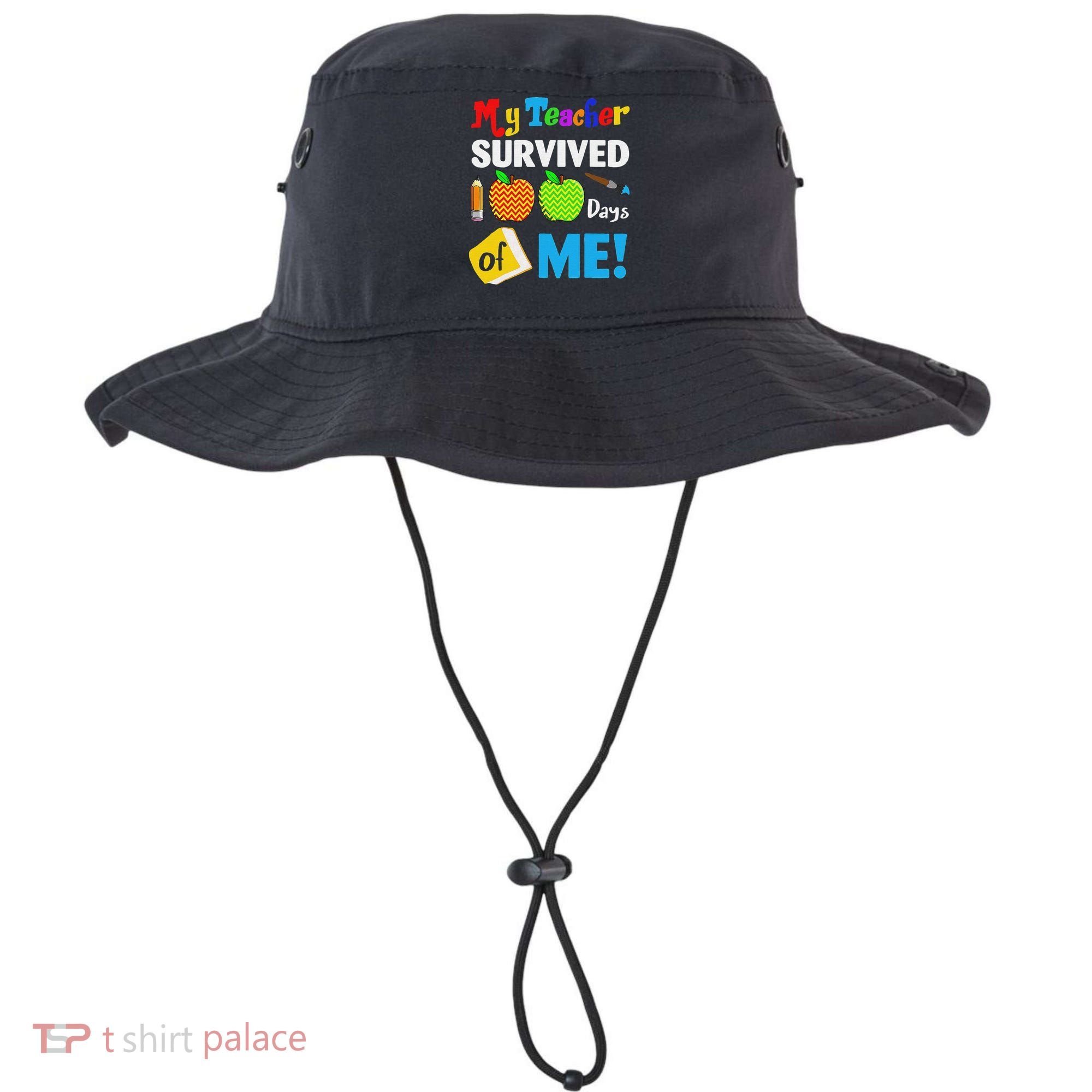 Funny My Teacher Survived 100 Days Of Me School Bucket Hat
