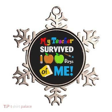 Funny My Teacher Survived 100 Days Of Me School Ornament