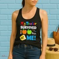 Funny My Teacher Survived 100 Days Of Me School Women's Tank Top thumb 2