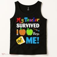 Funny My Teacher Survived 100 Days Of Me School Tank Top thumb 2