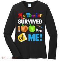 Funny My Teacher Survived 100 Days Of Me School Women's Long Sleeve Shirt thumb 0