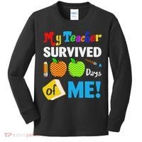 Funny My Teacher Survived 100 Days Of Me School Kids Long Sleeve Shirt thumb 0