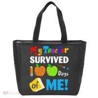 Funny My Teacher Survived 100 Days Of Me School Tote Bag thumb 0
