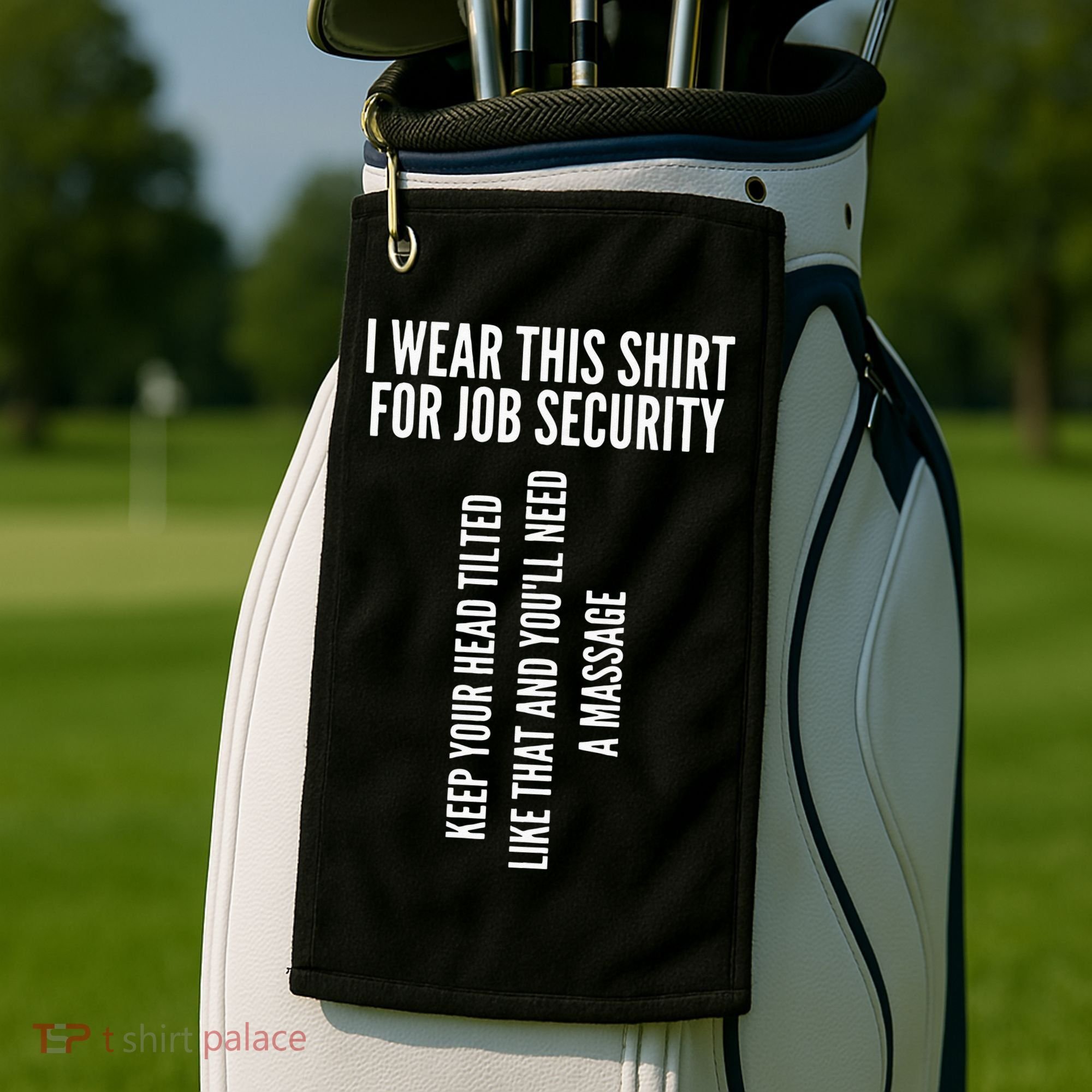Funny Massage Therapist Gift Spa Therapy Job Security Golf Towel
