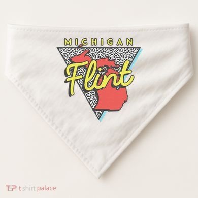 Flint Michigan T Vintage Mi Triangle USA-Made Doggie Bandana