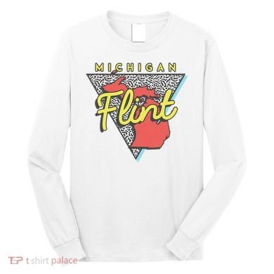 Flint Michigan T Vintage Mi Triangle Long Sleeve Shirt