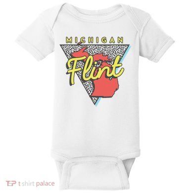 Flint Michigan T Vintage Mi Triangle Baby Bodysuit