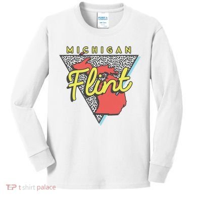 Flint Michigan T Vintage Mi Triangle Kids Long Sleeve Shirt