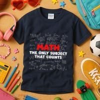 Funny Math The Only Subject That Counts Kids T-Shirt thumb 3