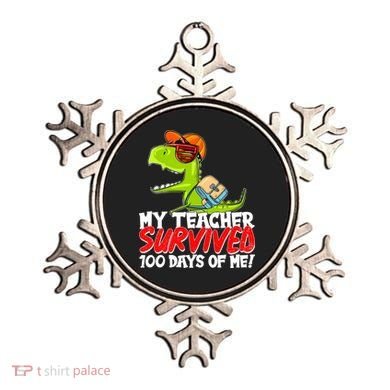 Funny My Teacher Survived 100 Days Of Me Trex Dinosaur Ornament