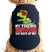 Funny My Teacher Survived 100 Days Of Me Trex Dinosaur Doggie Tank thumb 0
