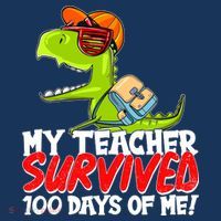 Funny My Teacher Survived 100 Days Of Me Trex Dinosaur Pajama Set thumb 2