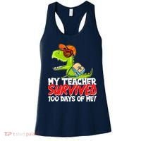 Funny My Teacher Survived 100 Days Of Me Trex Dinosaur Women's Tank Top thumb 0