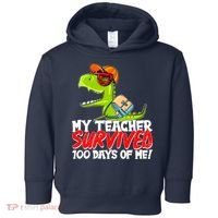 Funny My Teacher Survived 100 Days Of Me Trex Dinosaur Toddler Hoodie thumb 0