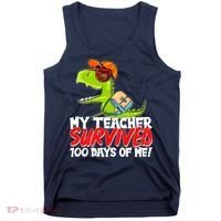 Funny My Teacher Survived 100 Days Of Me Trex Dinosaur Tank Top thumb 0