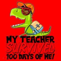Funny My Teacher Survived 100 Days Of Me Trex Dinosaur Santa Hat thumb 1