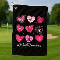 Funny Math Teacher Valentine's Day Pi Math Lover Outfits Golf Towel thumb 1