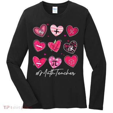 Funny Math Teacher Valentine's Day Pi Math Lover Outfits Women's Long Sleeve Shirt
