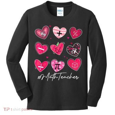Funny Math Teacher Valentine's Day Pi Math Lover Outfits Kids Long Sleeve Shirt