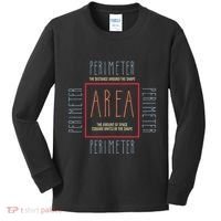 Funny Math Teacher Area Perimeter Cool Math Math Teacher Kids Long Sleeve Shirt thumb 0