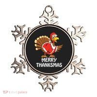 Funny Merry Thanksmas Happy Thanksgiving Merry Christmas Ornament thumb 0